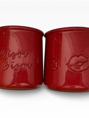 Set of TWO La Fermiere Red Yogurt Pots - Limited Valentine's 2026 - Bisou Bisou